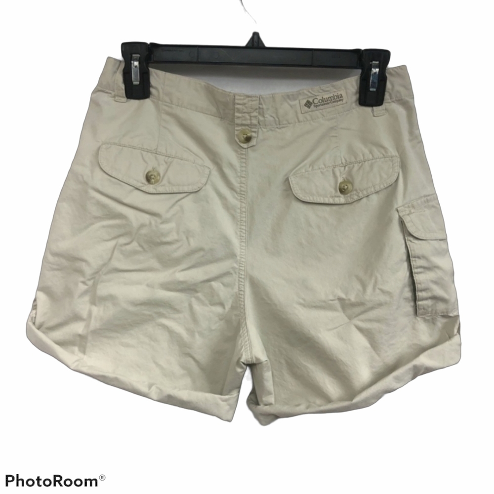 Columbia Cargo Hiking Shorts Cuffed Pockets 9 Inch Cotton Stone Khaki Size 8 - Picture 7 of 7